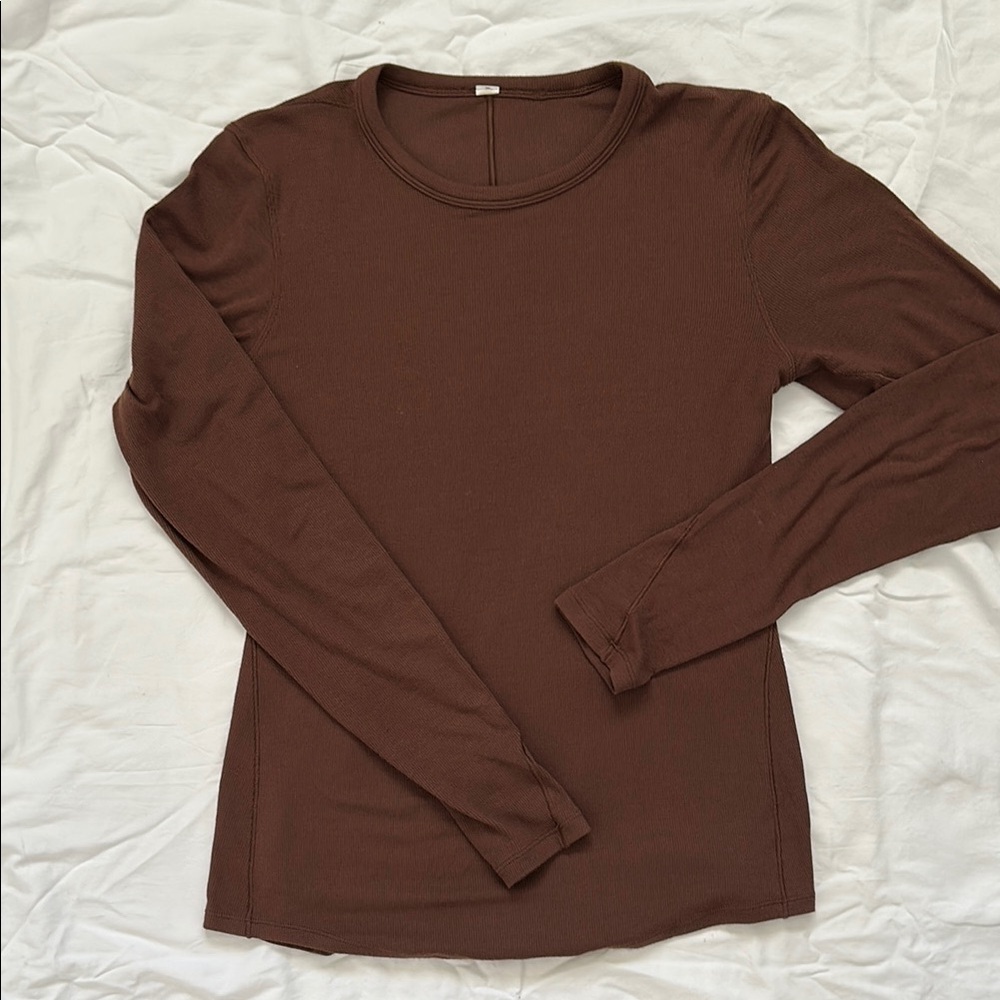 Lululemon Brown Ribbed Long Sleeve Top